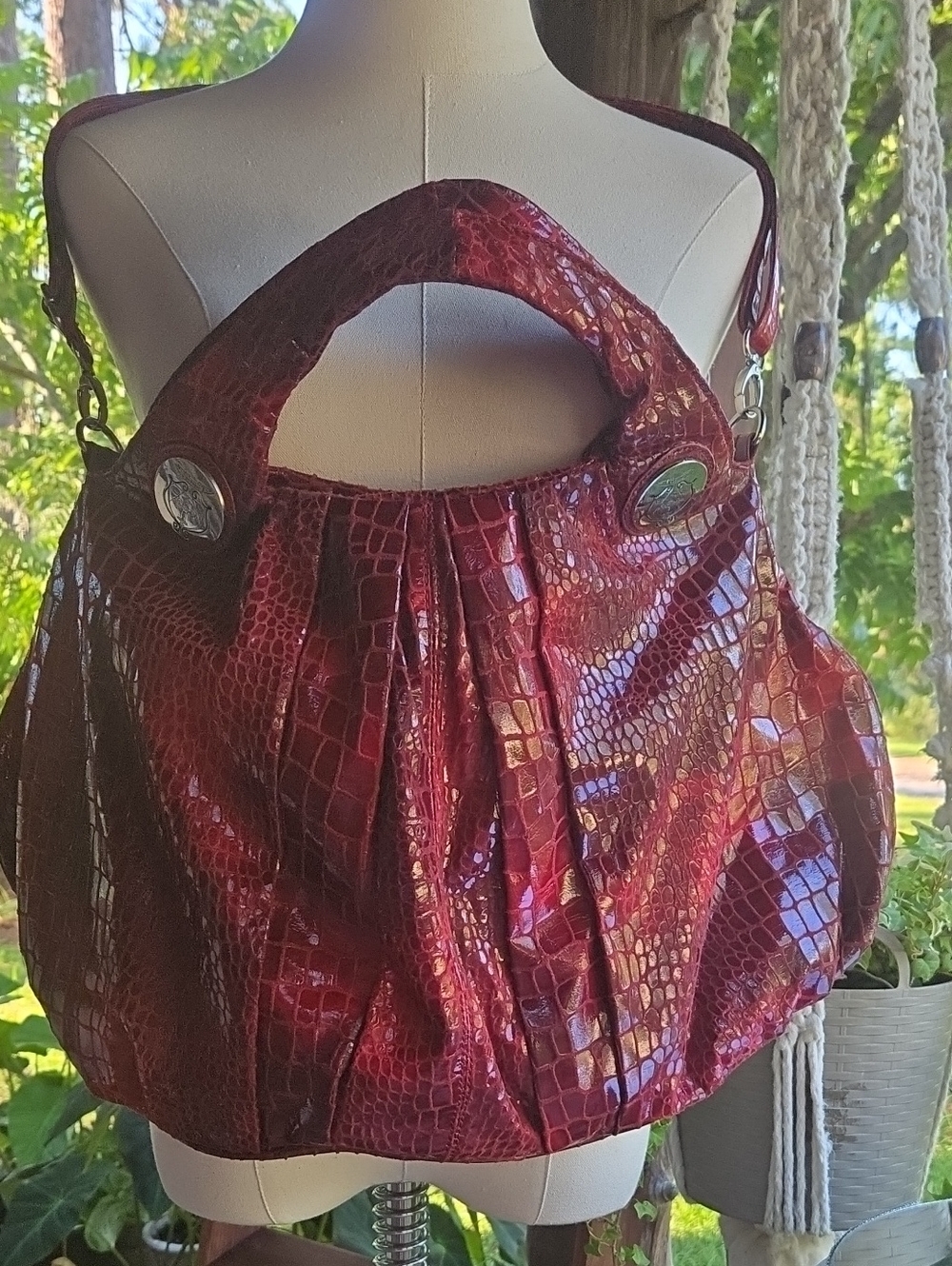 Mon Ami Red Croc Print Large Handbag
